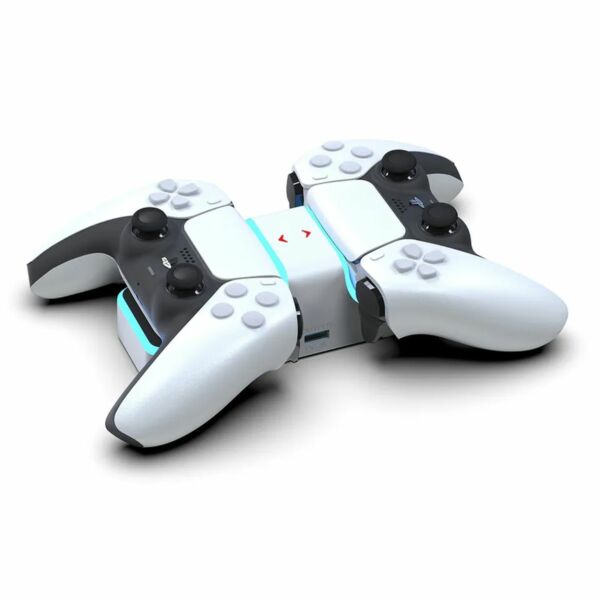 Honcam Gaming PS5 DualSense kontroller töltőállomás, 2 állásos, fekvő, fehér EU
