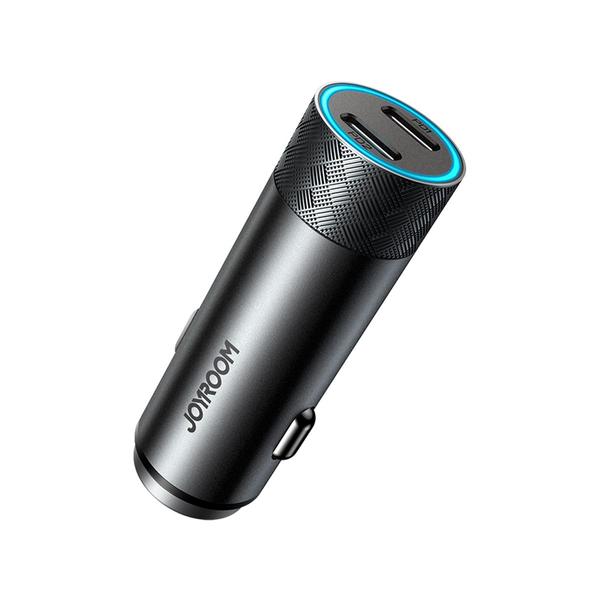 Joyroom szivargyújtós töltő 2xUSB Type-C, QC 3.0, PD 3.0, PPS, AFC, FCP, 50W, fekete (JR-CL13)
