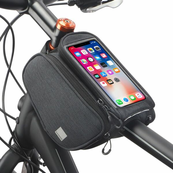 SAHOO vázra rögzíthető, vízálló kerékpáros táska, mobiltelefon tartóval 1.5L, fekete SAHOO-121462-SA