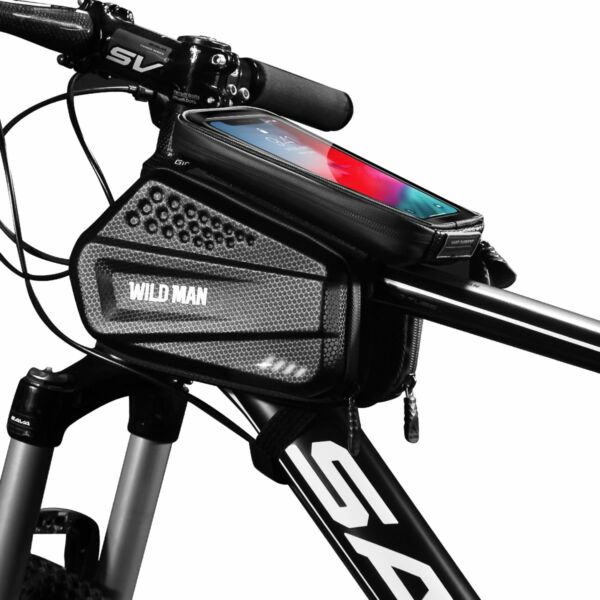 WILDMAN Bicycle Bag ES6 vázra szerelhető, merevfalú kereékpáros táska, levehető telefontartóval, 1L, fekete WILDMAN-ES6-1L