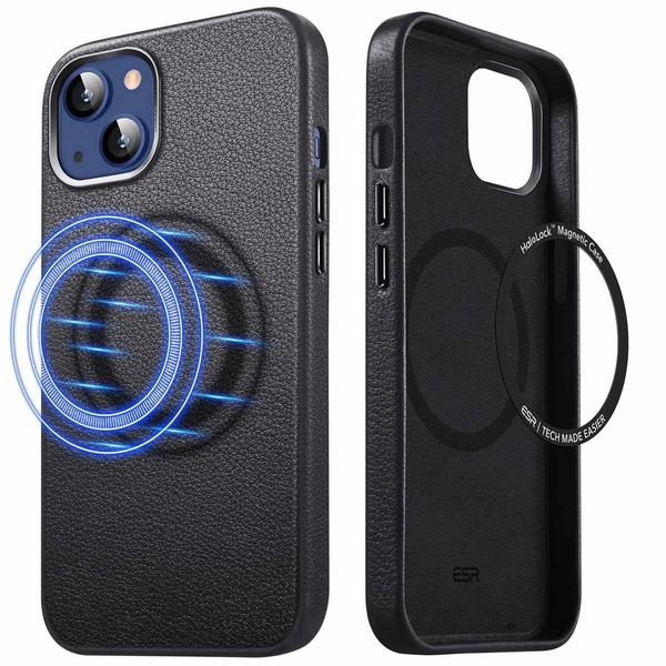ESR iPhone 13 tok, Metro Leather HaloLock MagSafe, fekete