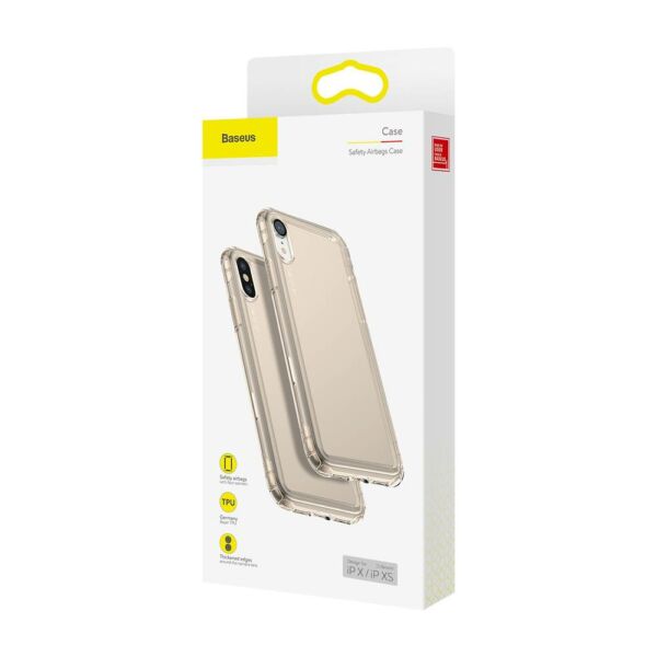 Baseus iPhone XS tok, Safety Airbags, átlátszó arany (ARAPIPH58-SF0V)