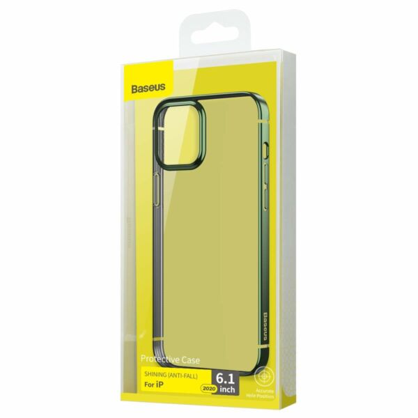 Baseus iPhone 12/12 Pro tok, Shining (esés védelemmel), zöld (ARAPIPH61N-MD06)