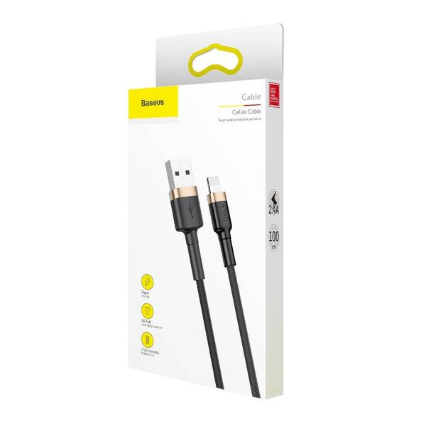 Baseus Lightning kábel, Cafule 2.4A, 1m, arany/fekete (CALKLF-BV1)