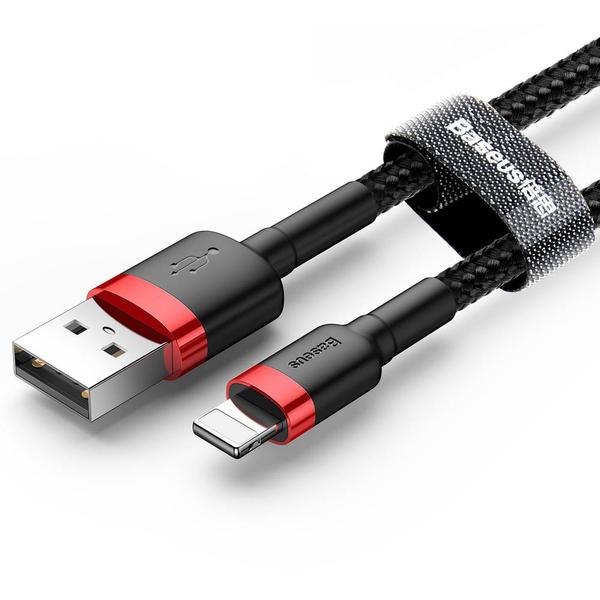 Baseus Lightning kábel, Cafule 1.5A, 2m, piros/fekete (CALKLF-C19)