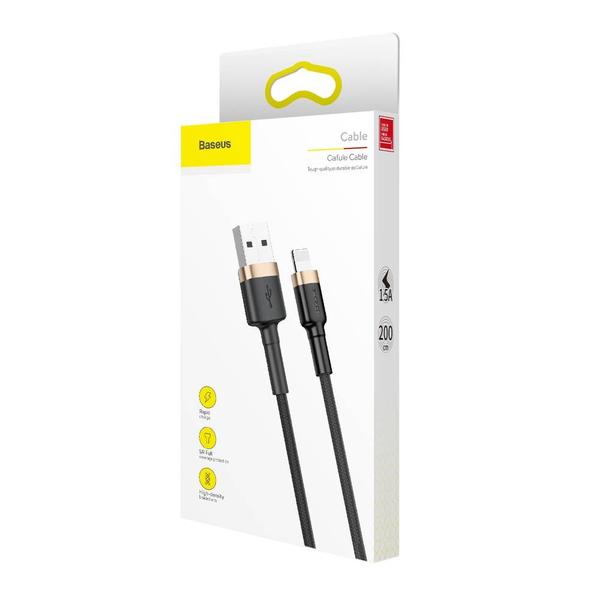 Baseus Lightning kábel, Cafule 1.5A, 2m, arany/fekete (CALKLF-CV1)