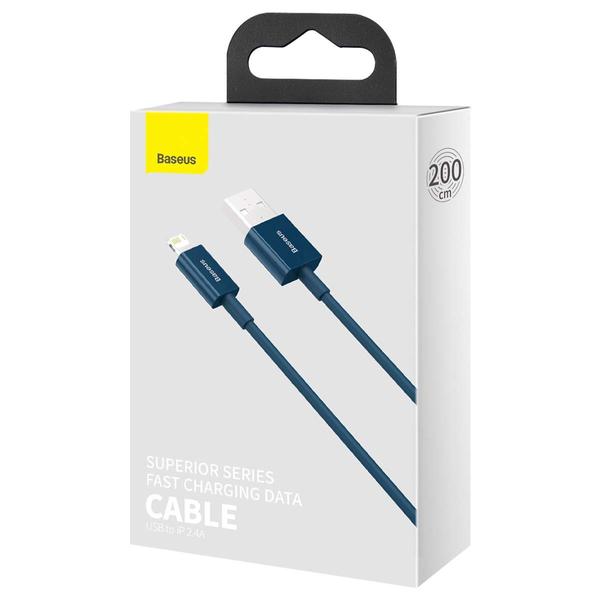 Baseus Lightning Superior Series kábel, Gyors töltés, Adatkábel 2.4A, 2m, kék (CALYS-C03)