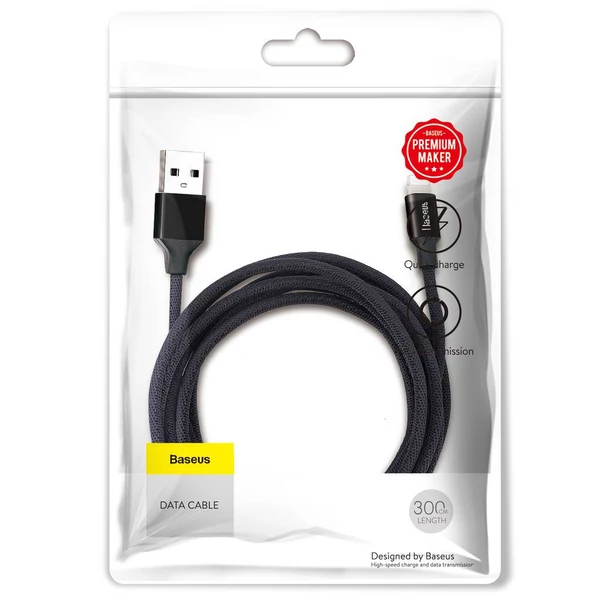 Baseus Lightning kábel, Yiven 1.5A, 3m, fekete (CALYW-C01)