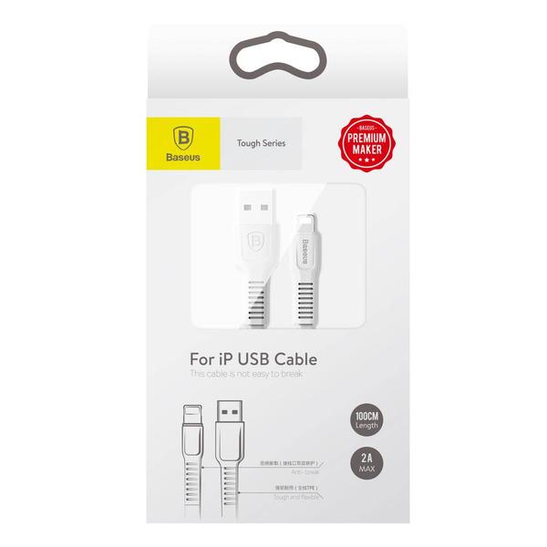 Baseus Lightning kábel, Tough series, törésálló, 2A, 1m, fehér (CALZY-B02)