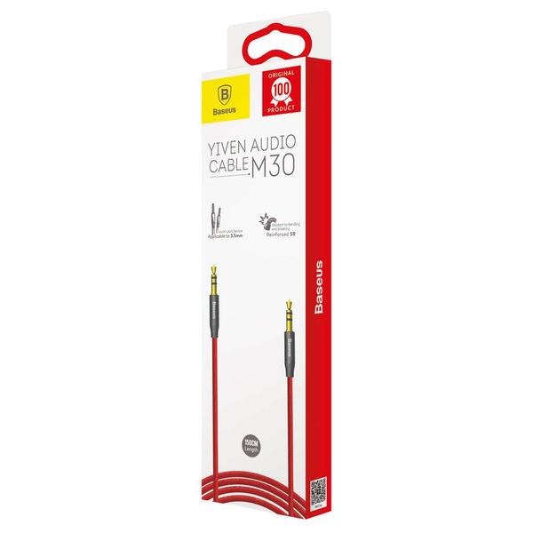 Baseus Audio kábel, Yiven M30 AUX 1.5m, piros/fekete (CAM30-C91)