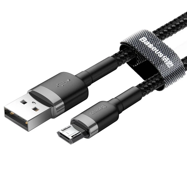 Baseus Micro USB kábel, Cafule 2.4A, 1m, szürke/fekete (CAMKLF-BG1)