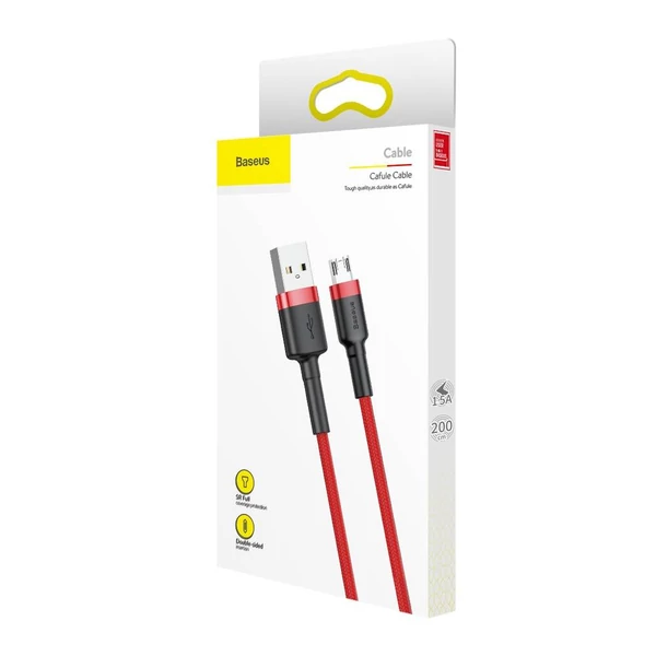 Baseus Micro USB kábel, Cafule 1.5A, 2m, piros/piros (CAMKLF-C09)