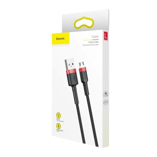 Baseus Micro USB kábel, Cafule 1.5A, 2m, piros/fekete (CAMKLF-C91)