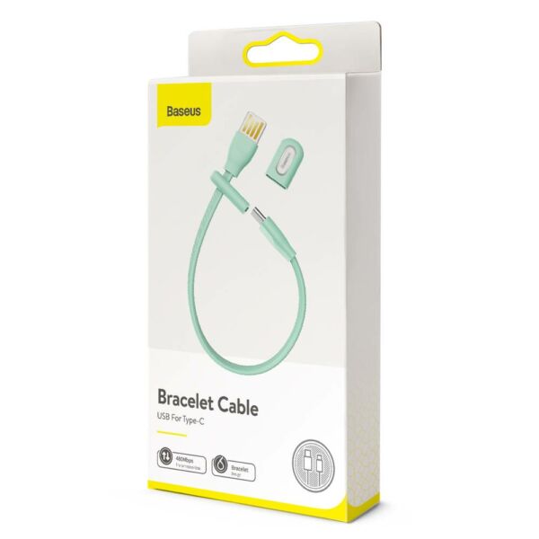 Baseus Karkötő kábel Type-C - USB-A 0.22m 3A, menta zöld (CATFH-06A)