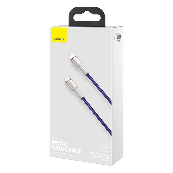 Baseus Type-C - Lightning kábel, Cafule Series Metal gyorstöltő és adatkábel, PD 20W, 1m, lila (CATLJK-A05)