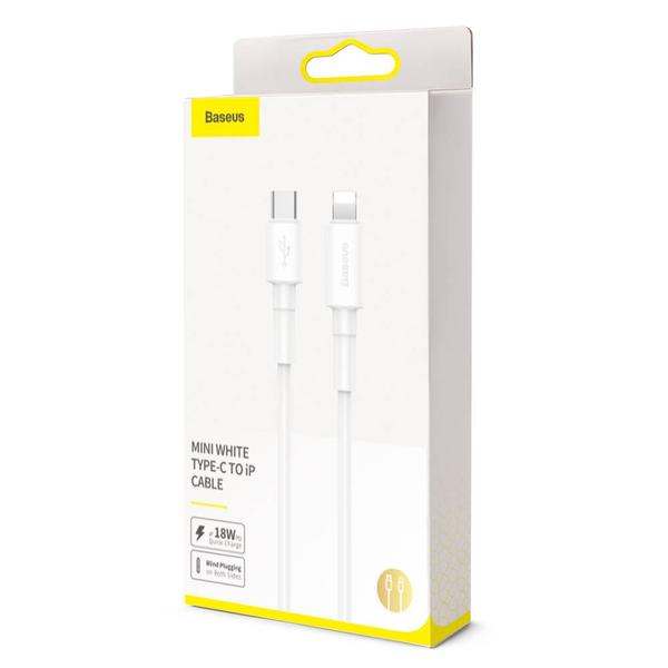 Baseus Type-C - Lightning kábel, Mini PD 18W, 1m, fehér (CATLSW-02)