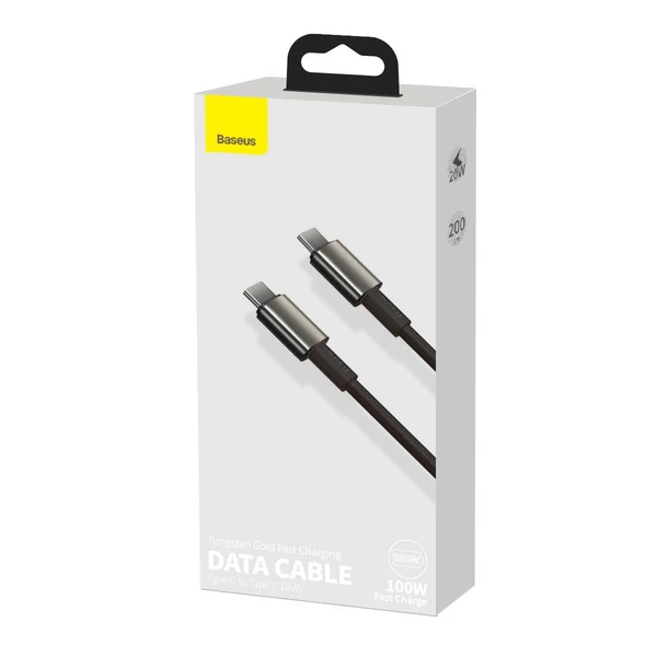 Baseus Type-C kábel, Tungsten Gold gyorstöltő és adatkábel 100W (20V/5A) 2m, fekete (CATWJ-A01)