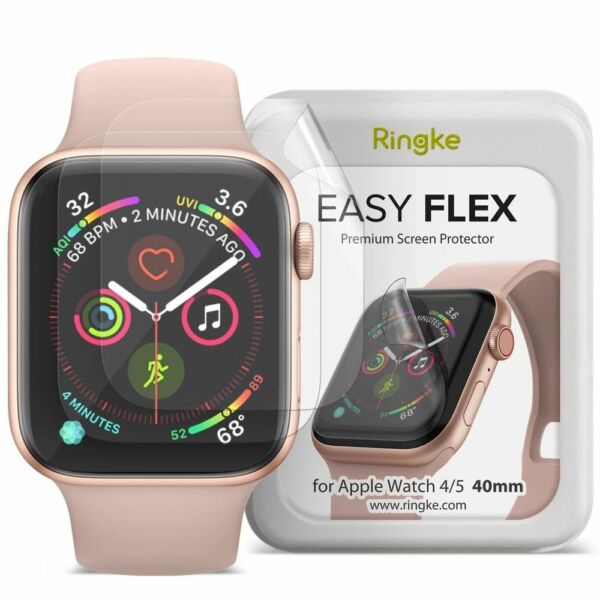 Ringke Apple Watch 4-5 Series kijelzővédő üveg, 40 mm, EASY FLEX (1+2 csomag), Átlátszó