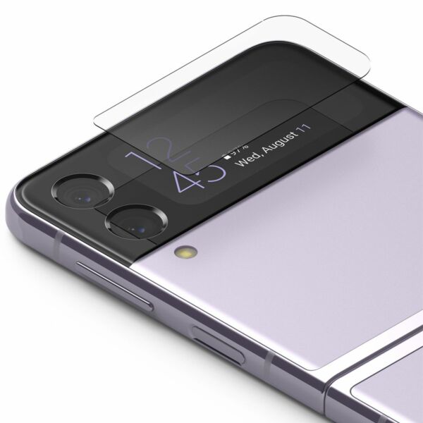 Ringke Galaxy Z Flip 3 hátlapi kijelzővédő, 0,3mm edzett üveg, (3pcs), Átlátszó
