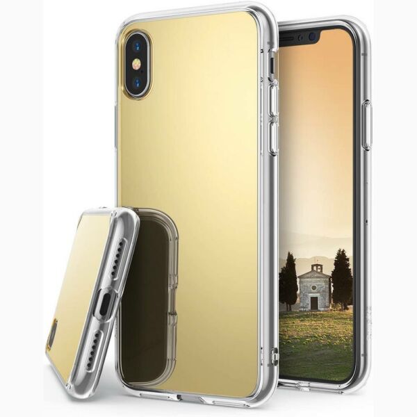 Ringke iPhone X/XS tok, Mirror, tükröződő hátlappal, royal arany