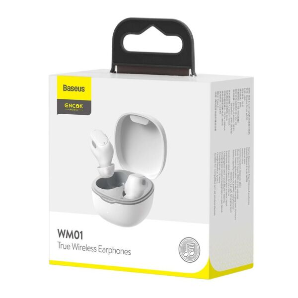 Baseus fülhallgató, Bluetooth Encok WM01 True Wireless, vezeték nélküli, BT 5.0, fehér (NGWM01-02)