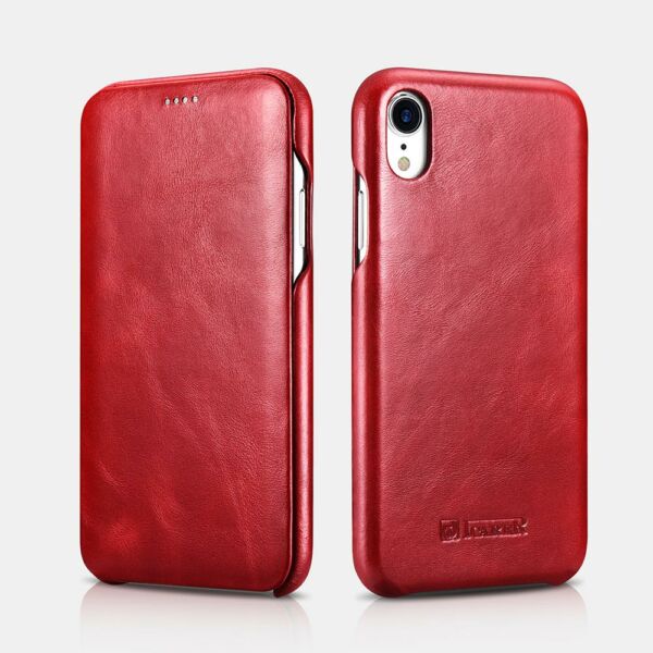 iCarer iPhone XR tok, Ívelt élű Vintage, piros