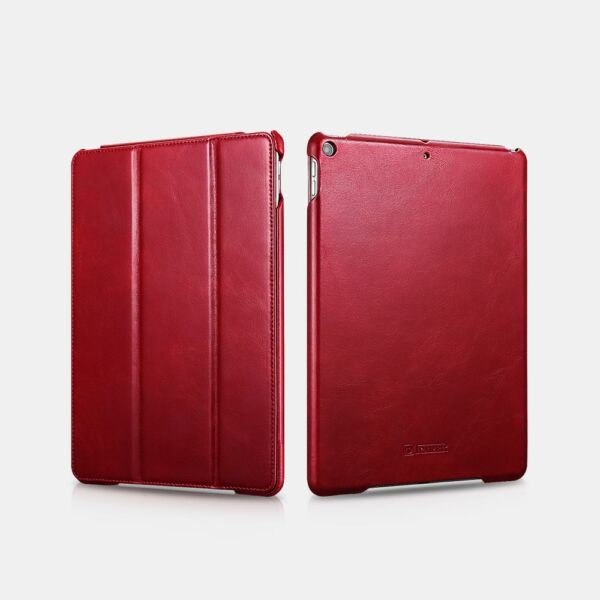iCarer iPad Air 10.5" tok, Bőr Vintage Sorozat, oldalra nyíló, asztali tartó funkcióval, piros
