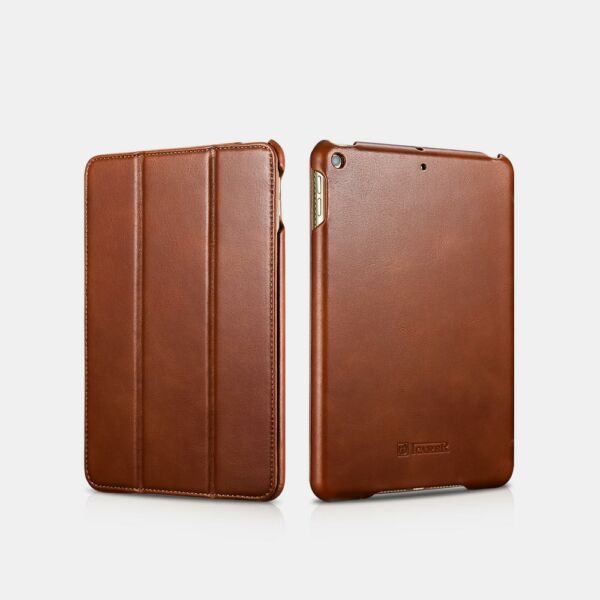 iCarer iPad Mini 5 (7.9")Tok, Bőr Vintage Sorozat, oldalra nyíló, asztali tartó funkcióval, barna