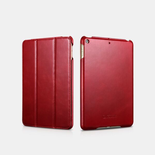 iCarer iPad Mini 5 (7.9") tok, Bőr Vintage Sorozat, oldalra nyíló, asztali tartó funkcióval, piros