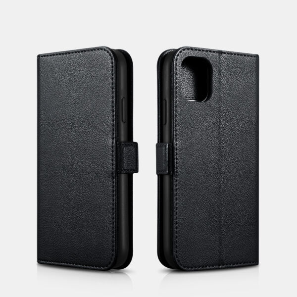 iCarer iPhone 11 Pro tok, Nappa Bőr Levehető 2-in-1 pénztárcatok, levehető kártyatartóval, fekete