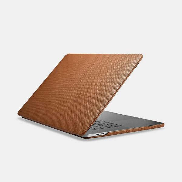 iCarer Apple Macbook Pro 15 Tok, Valódi Bőr (szőtt mintás), barna