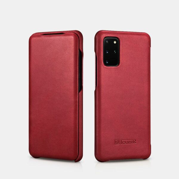 iCarer Samsung S20 Plus Tok, Ívelt élű Vintage Sorozat piros