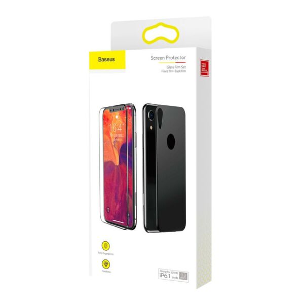 Baseus iPhone XR/ 11 (6.1") 0.3 mm, kijelzővédő üveg fólia (előlap + hátlap), fekete (SGAPIPH61-TZ01)