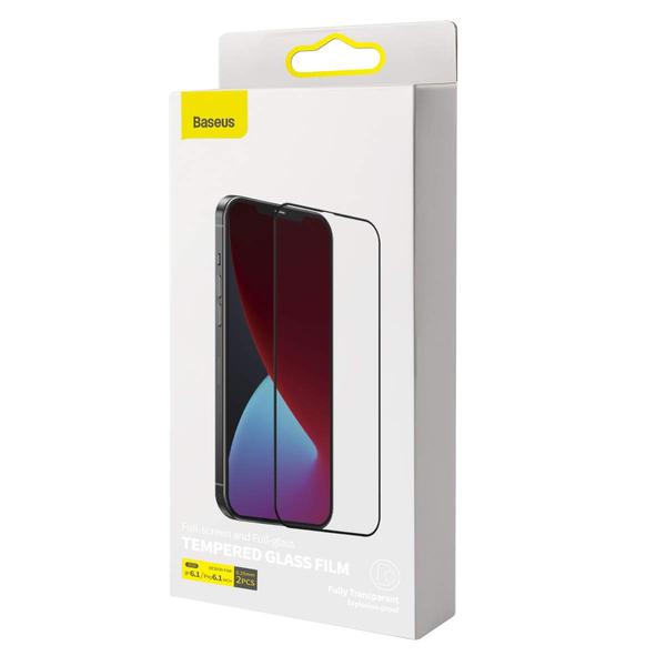 Baseus iPhone 12/12 Pro 0.25 mm, teljes fefületre, edzett üveg (2db), fekete (SGAPIPH61P-KC01)