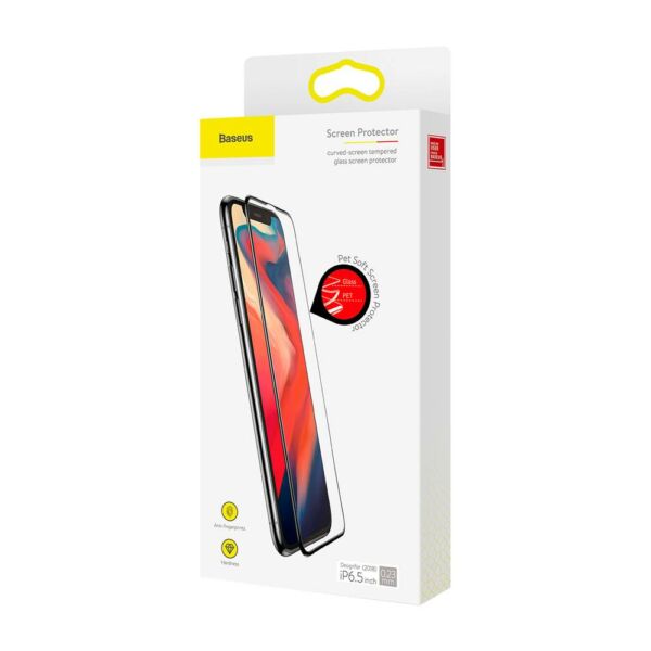 Baseus iPhone XS Max (6.5") 0.23 mm, repedésálló teljes felületre, edzett üveg kijelzővédő fólia, fekete (SGAPIPH65-PE01)