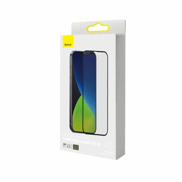 Baseus iPhone 12 Pro Max 0.25 mm, teljes felületre, lekerekített, matt edzett üveg (2db), fekete (SGAPIPH67N-KM01)