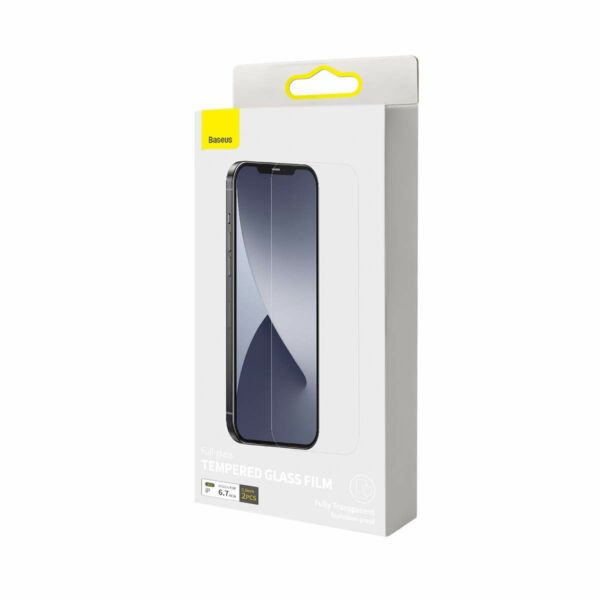 Baseus iPhone 12 Pro Max 0.3 mm, teljes felületre, lekerekített edzett üveg (2db), fehér (SGAPIPH67N-LS02)