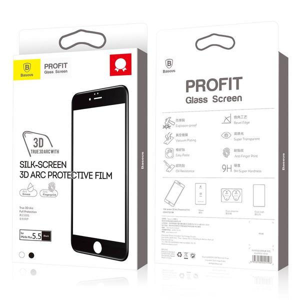 Baseus iPhone 6/6s Plus 0.3 mm, teljes felületre edzett üveg kijelzővédő fólia, fekete (SGAPIPH6SP-B3D01)