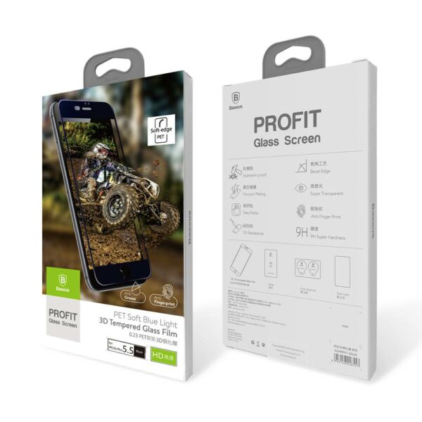 Baseus iPhone 6/6s Plus 0.23 mm, teljes felületre, Anti-break lekerekített edzett üveg kijelzővédő fólia, fehér (SGAPIPH6SP-DE02)