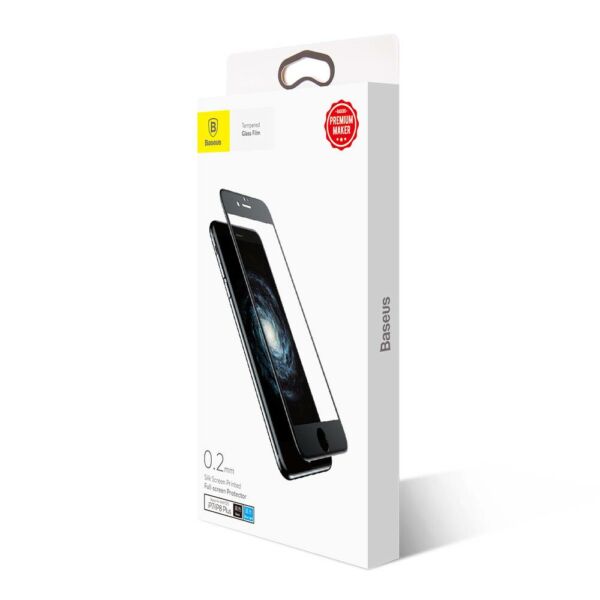 Baseus iPhone 8/7 Plus 0.2 mm, teljes felületre kékfény szűrős edzett üveg kijelzővédő fólia, fekete SGAPIPH8P-HES01