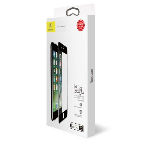 Baseus iPhone 8/7 Plus 0.3 mm, teljes felületre edzett üveg kijelzővédő fólia, fekete (SGAPIPH8P-KA01)