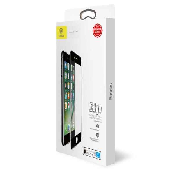 Baseus iPhone 8/7 Plus 0.3 mm, teljes felületre kékfény szűrős edzett üveg kijelzővédő fólia, fekete (SGAPIPH8P-KB01)