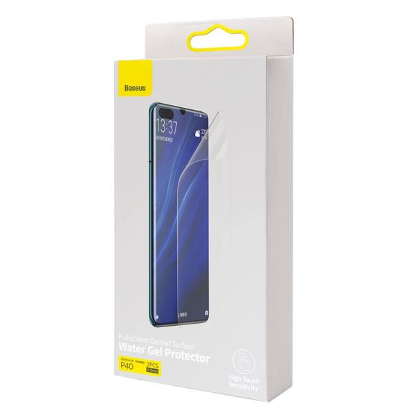 Baseus Huawei P40 0.15mm, teljes kijelző, ívelt forma, tökéletesen fed, Víztiszta színhű kijelző színek, (2db+keret), átlátszó (SGHWP40-SA02