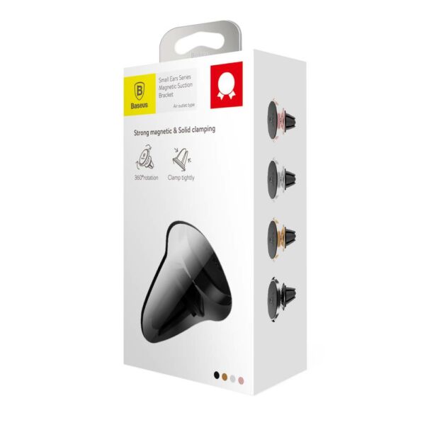 Baseus autós telefontartó, Small Ears series mágneses, szellőzőrácsra, fekete (SUER-A01)