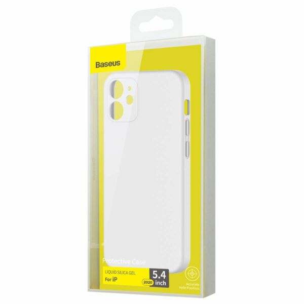 Baseus iPhone 12 mini tok, Liquid Sicila Gel, fehér (WIAPIPH54N-YT02)