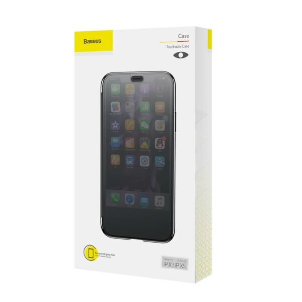 Baseus iPhone XS tok, Touchable kihajtható, érintőfelületű tok, fekete (WIAPIPH58-TS01)