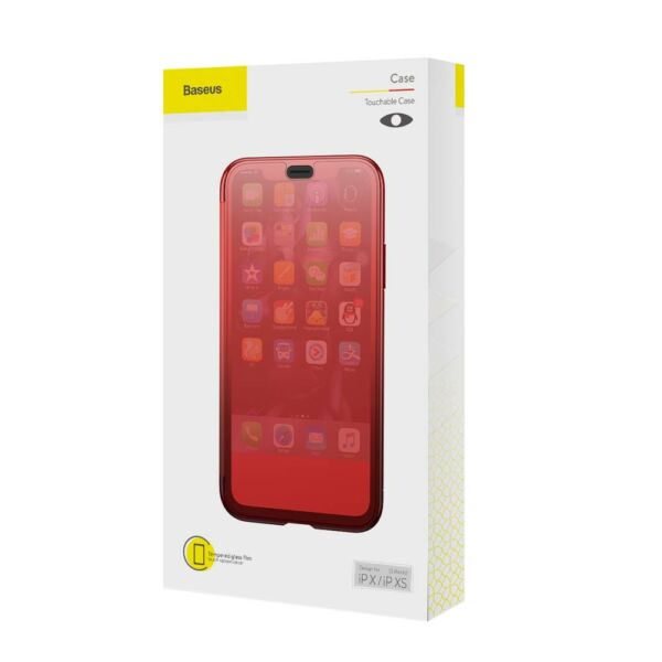 Baseus iPhone XS tok, Touchable kihajtható, érintőfelületű tok, piros (WIAPIPH58-TS09)