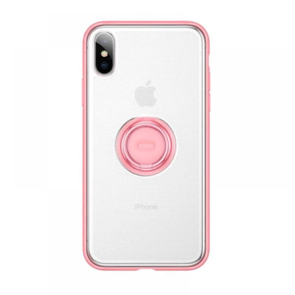 Baseus iPhone XS telefontartó, gyűrűs tok, rózsaszín (WIAPIPH58-YD04)