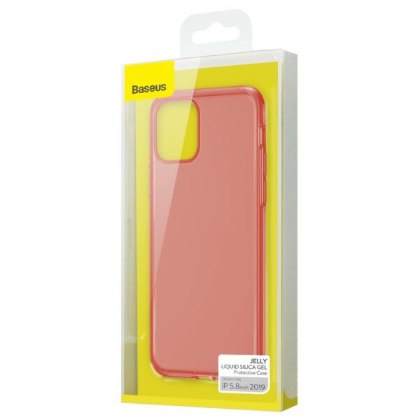 Baseus iPhone 11 Pro tok, Jelly Liquid Silica Gel Protective tok, átlátszó piros (WIAPIPH58S-GD09)