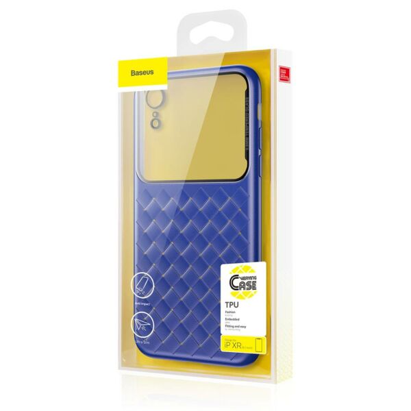 Baseus iPhone XR üveg &amp; tok, BV Weaving, kék (WIAPIPH61-BL03)